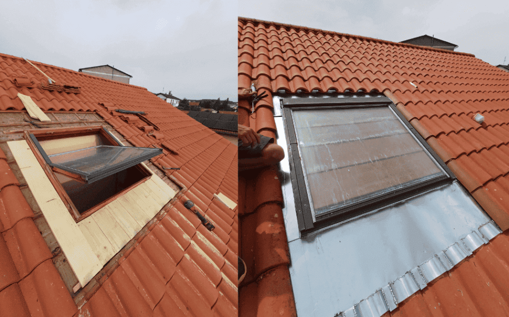 Habillage de fenêtre de toit VELUX en zinc naturel Saint-Symphorien-sur-Coise